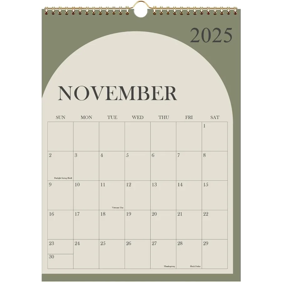 20252026 벽걸이 달력 (2025년 10월부터 2026년 12월까지) 두꺼운 종이 12인치 x 14.5인치 그레이