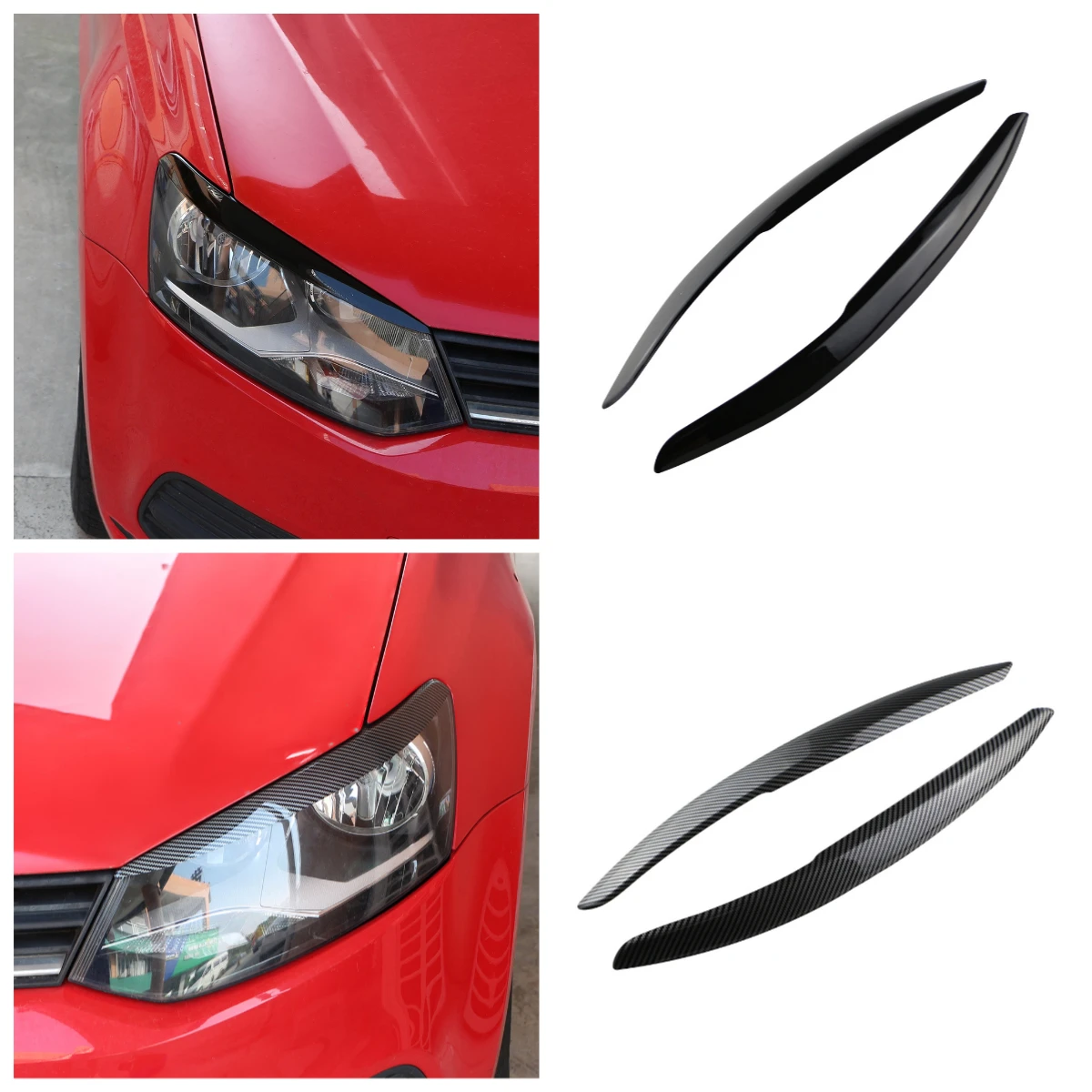 

2pcs/set Car Head Light Lamp Eyebrow Eyelid Cover Trims Decoration for VW Polo Mk5 6R 6C 2010 2011 2012 2013 2014 2015 2016 2017