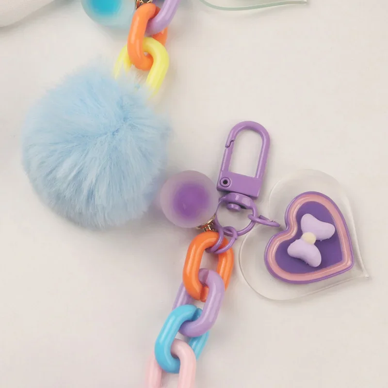 Candy Color Key Chains Bag Pendant Headphone Case Bag Ornament Keyring Plush Ball Keychain Women Girls Keychain Creative Gifts