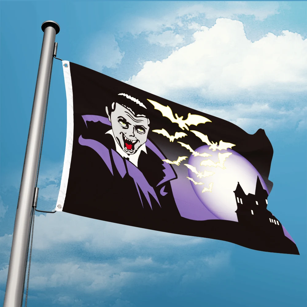 Halloween Vampire Bats Flag 3ft x 5ft Polyester Banner Flying 150* 90cm Custom Double Penetration Grommets Shaft Cover Outdoor