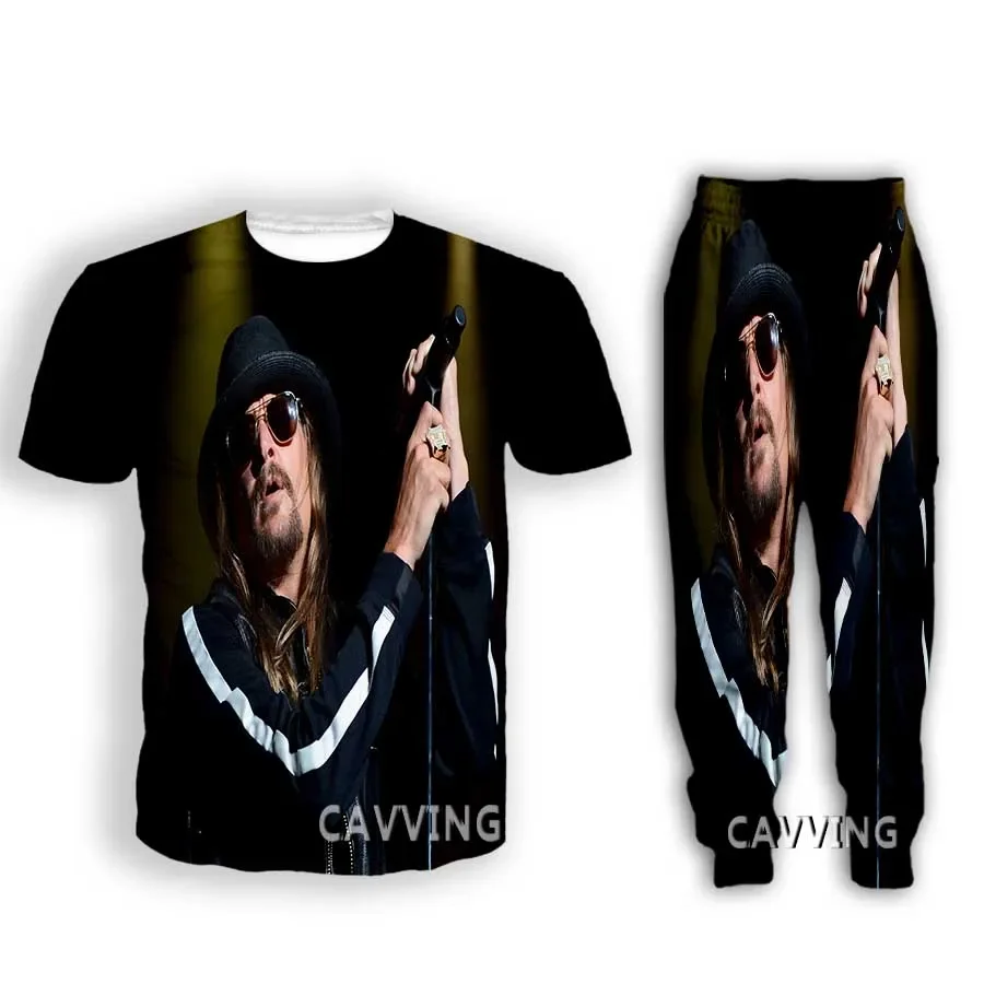 KID ROCK 3D Print Casual t-shirt + pantaloni pantaloni da Jogging pantaloni tuta abbigliamento donna/completi da uomo vestiti AR1