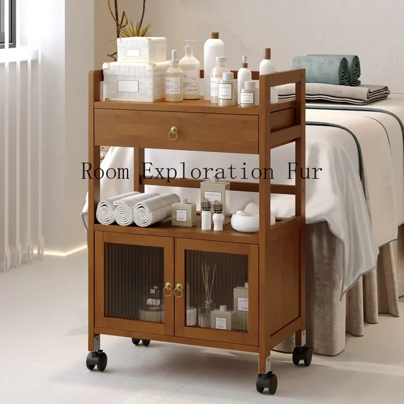 

Professional Makeup Trolley Furniture Beauty Salon 5-speed Cosmetic Wheels Hairdressers Bar Aesthetic Drawers Trolly Cosmetics