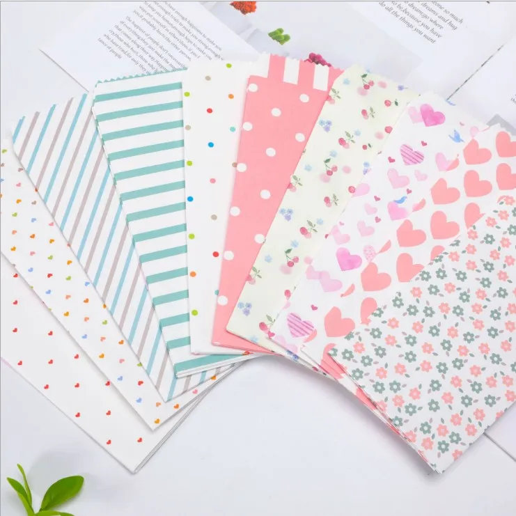 Lot de 100 papiers cadeaux pour étudiants, lettres à rayures, amour, pois, DIY bricolage, carte de vœux kawaii, enveloppe de message de bénédiction,