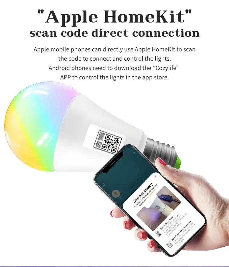 For Apple Homekit Cozy Life APP Control WIFI Smart LED Light Bulb E27 E14 GU10 LED Lamp 100-240V Apple Home Siri Voice Control