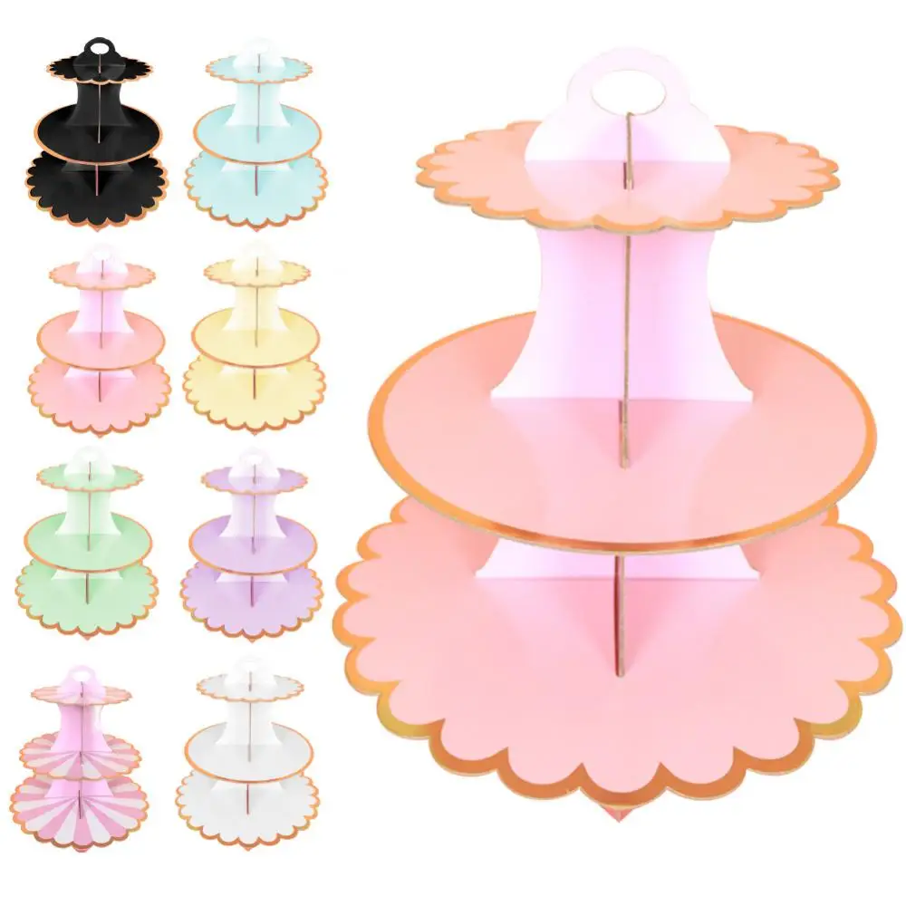 Party Supplies Display Rack Cake Plate 3-Layer Cupcake Dessert Paper Stand Birthday Wedding Cake decoration Stand