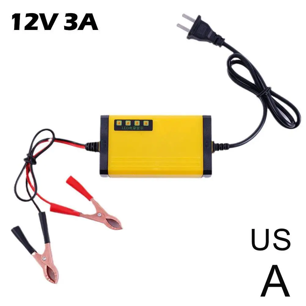 12V 3A ładowarka samochodowa wyświetlacz LED 100-240V EU US inteligentny ładowarka motocyklowa samochodowy dla 12V 2AH-20AH akumulatora kwasowego