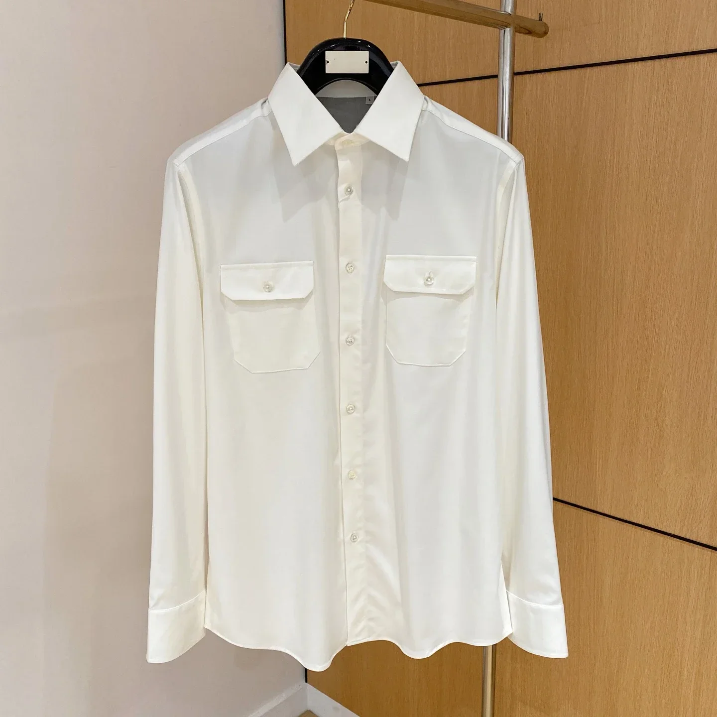 

BC Italian casual long-sleeved lapel old money style solid color shirt