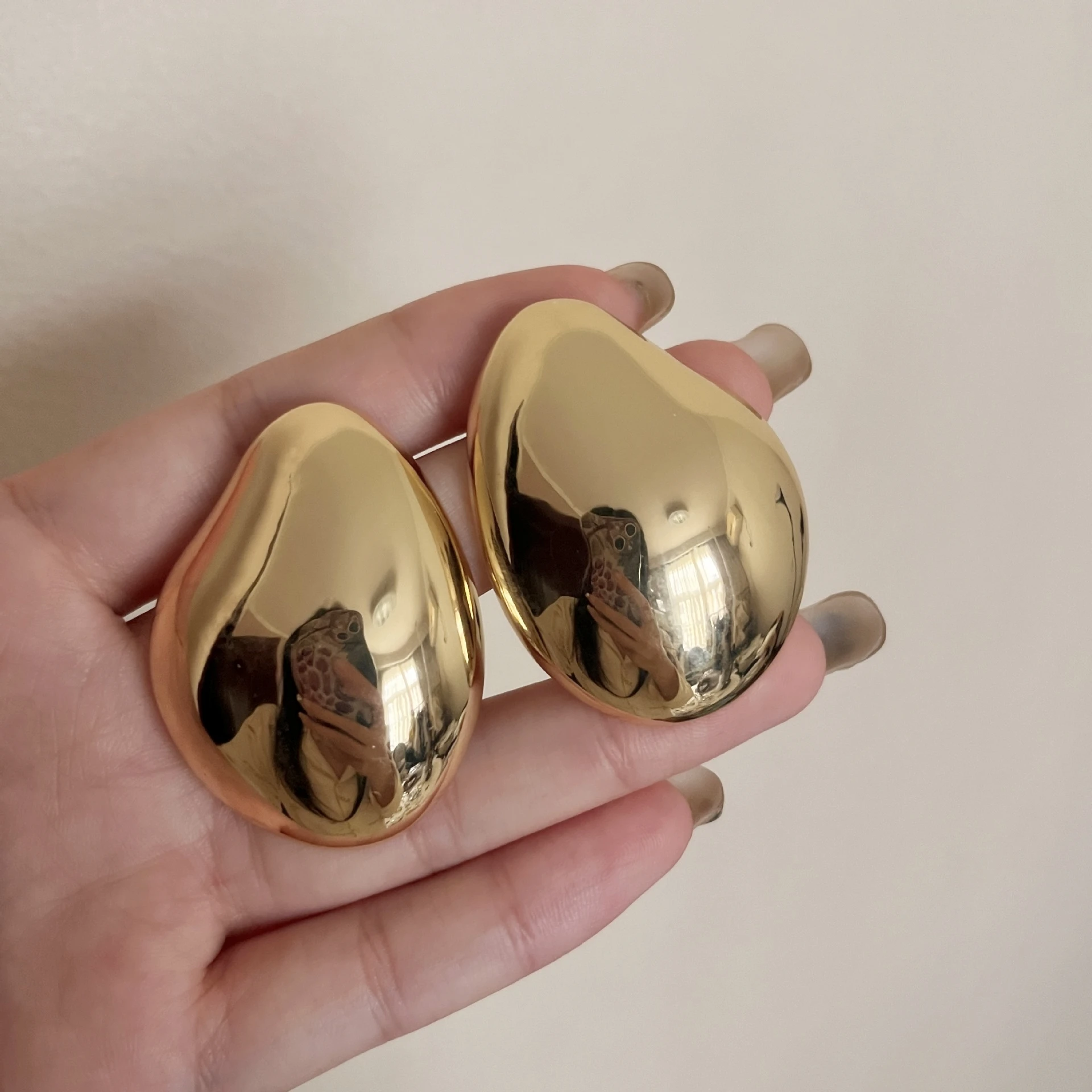Europe and America New Trend Metal Glossy Large Earrings for Women Simple Temperament Unique Jewelry Gifts