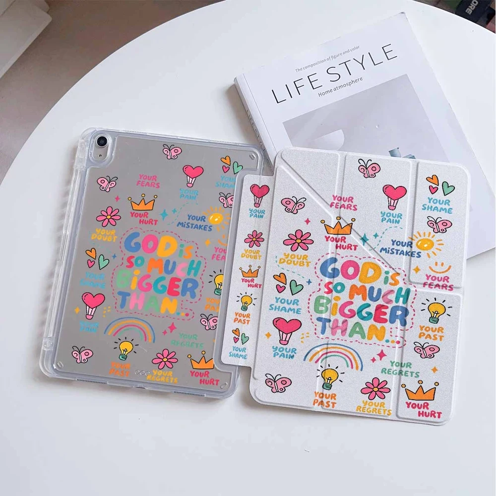 Cute Colorful Faith Doodles For Samsung Galaxy Tab A8 A9 A11 S6 S7 S8 S9 S10 FE Plus Lite Protective With Pen Slot Tablet Case