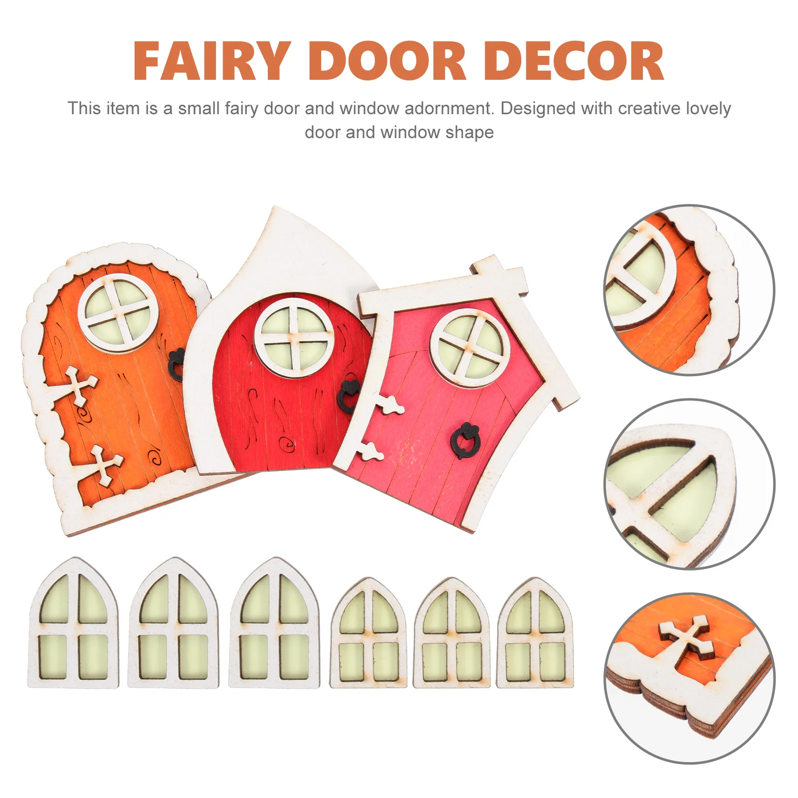 3 Sets Dollhouse Elf Gate Fairy Doors Kit Tree Garden Decorations Miniature Wood Fish Tank Toy Room