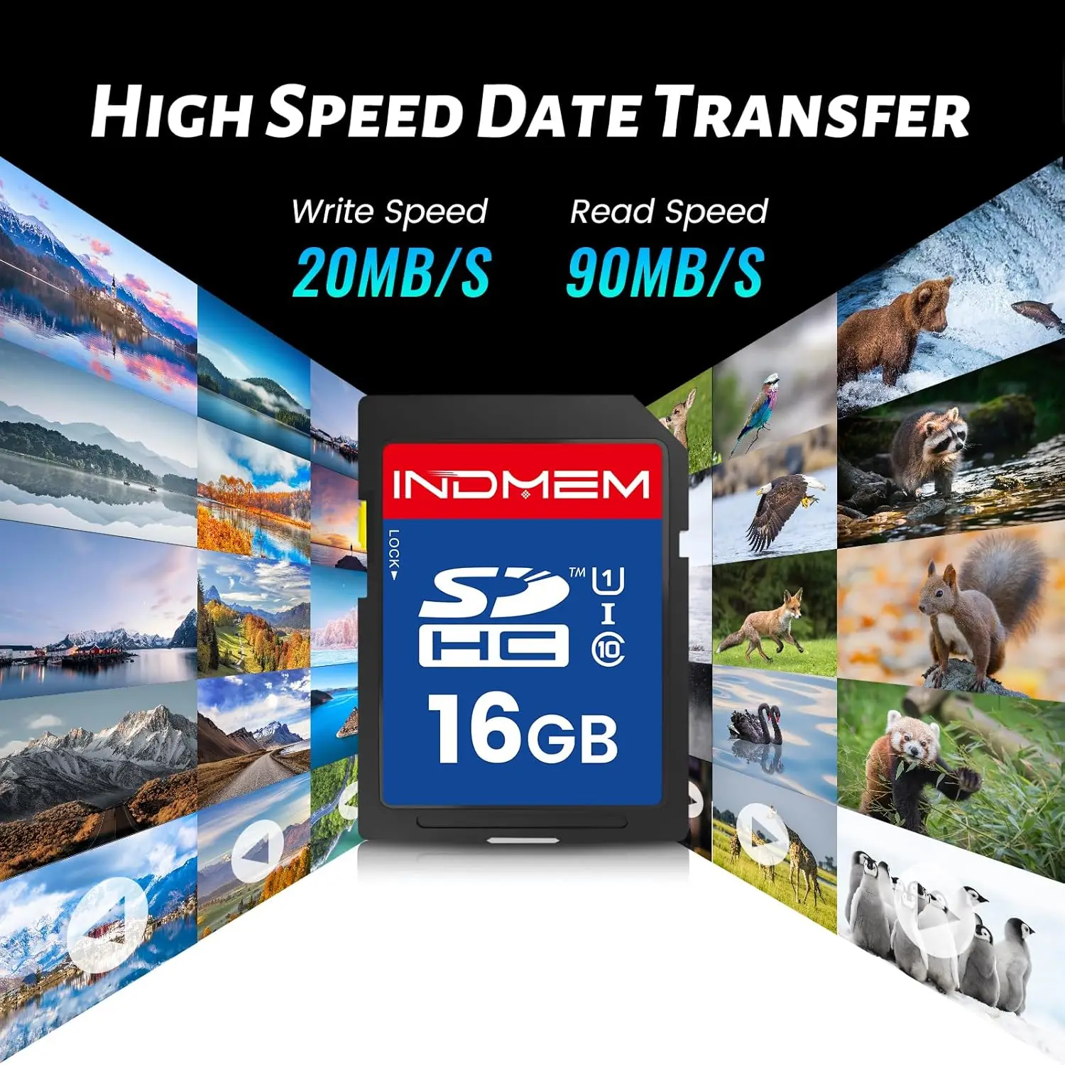 SD Card 16GB 10-Pack UHS-I Class 10 MLC Flash Memory, High-Speed Secure Digital for Cameras, DSLR, Action Cams