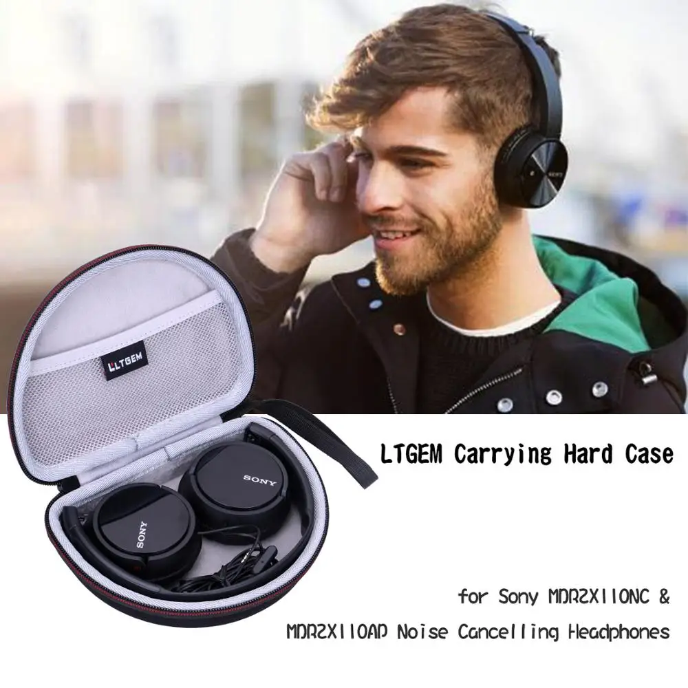 LTGEM EVA Black Carrying Hard Case for Sony MDRZX110NC & MDRZX110AP Noise Cancelling Headphones