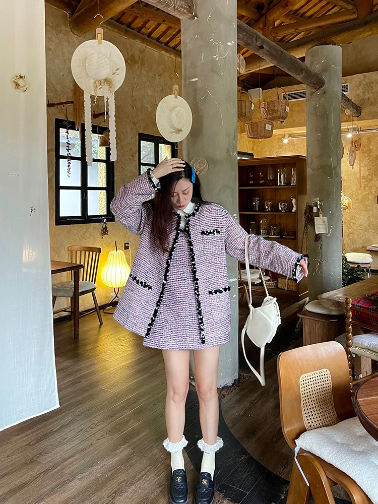 

Комплект Heidy: Жилет и юбка из твидовой шерсти светло-голубого цвета с пайетками, роскошный повседневный наряд с длинными рукавами для женщин