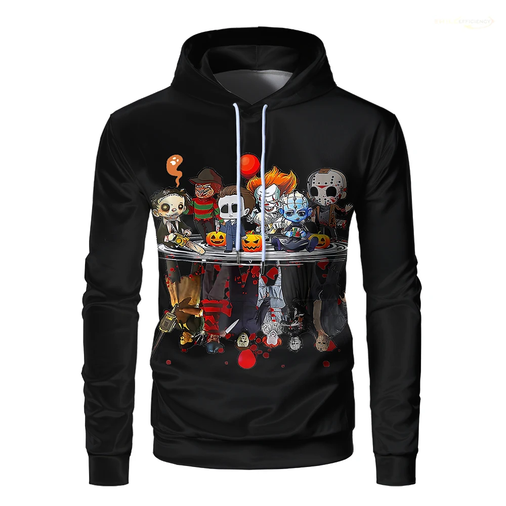 

Halloween Graphic Hoodies Horror Movies Character Printed Sweatshirts Trendy Casual Holiday Party Gifts Streetwear Mens Clothes