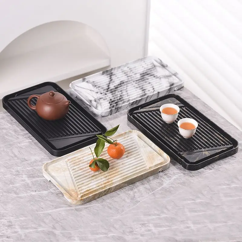 Rectangular Mini Gongfu Tea Tray Modern Simple Household Dry Brew Drain Tea Plate New Arrival Living Room Tea Making Decor Gift