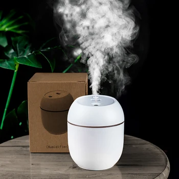 미니 초음파 가습기 아로마 에센셜 오일 디퓨저 250ML, 가정용 자동차 LED 야간 램프가 있는 USB 안개 미스트 메이커