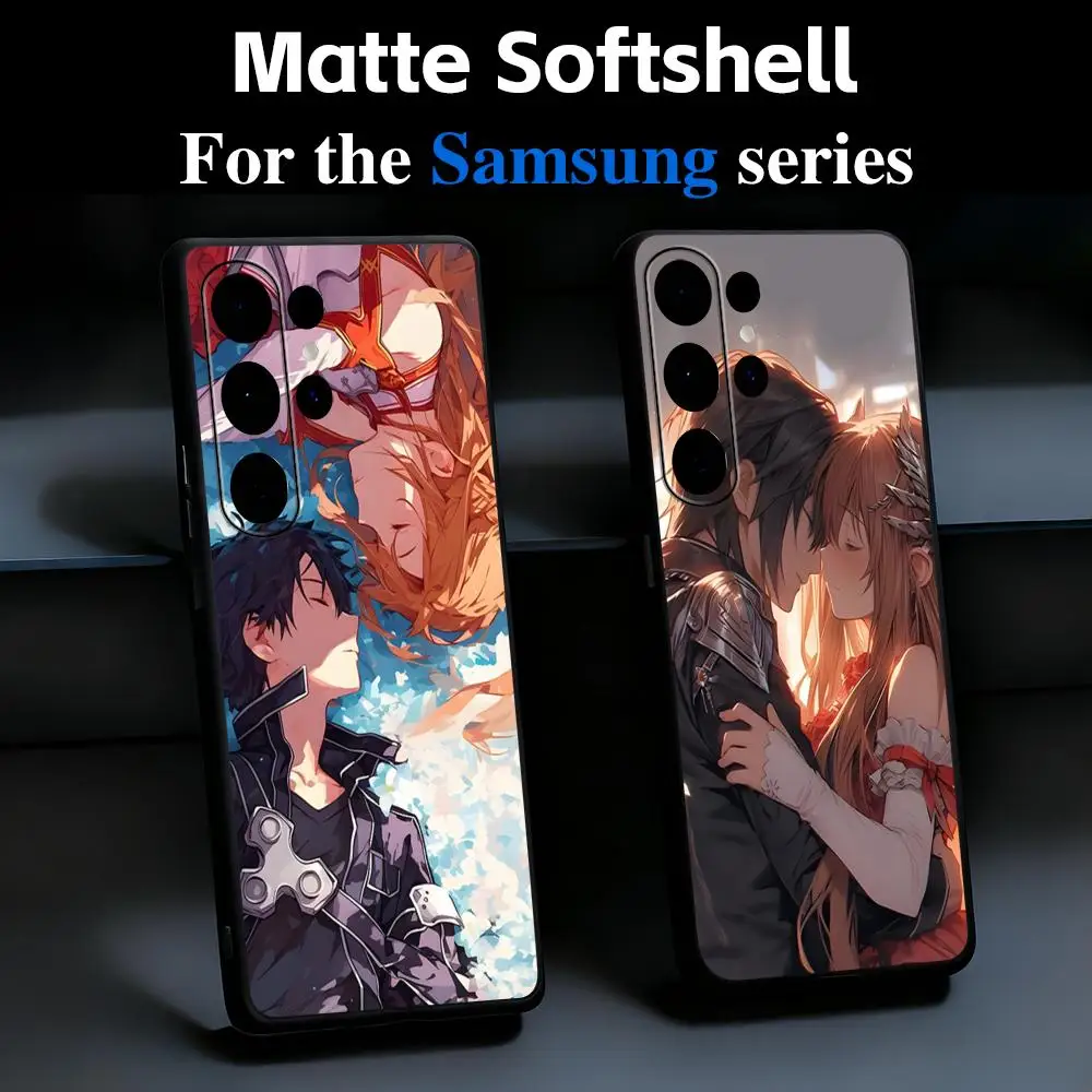 Hot Sword Art Online Anime Phone Case For Samsung Galaxy S26 S25 S24 S23 S22 S21 Plus Ultra Fold A Soft Black