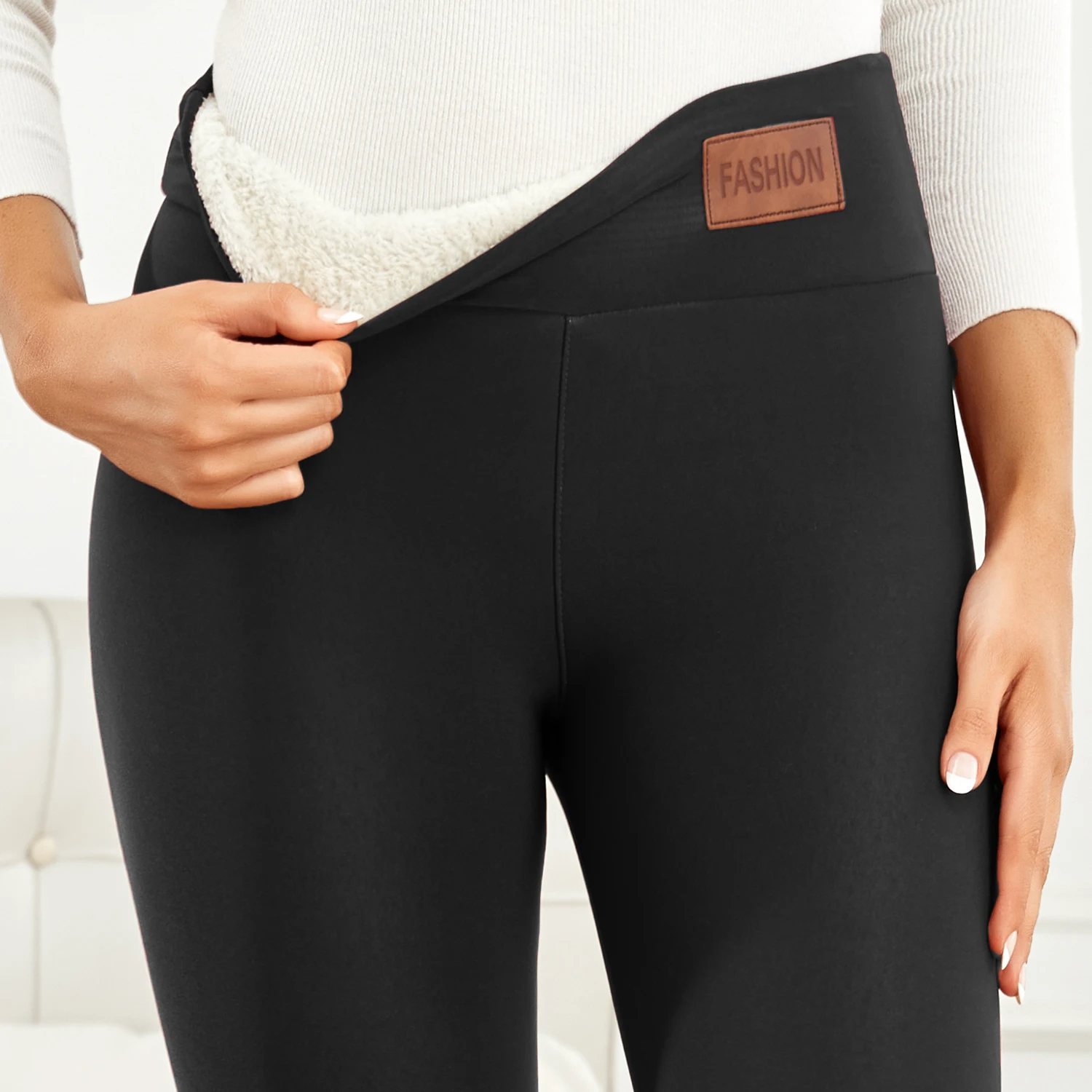 Perneiras de veludo grosso feminino, calça térmica, cintura alta, monocromática, quente, macia, confortável, inverno