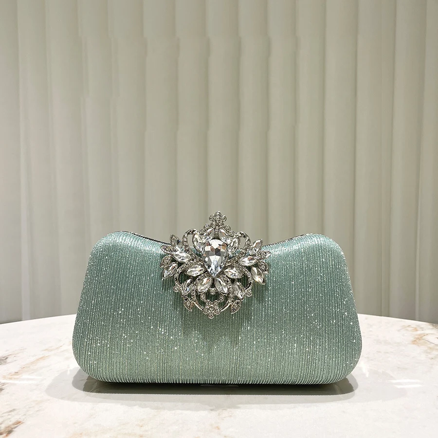 

Мятно-зеленые вечерние сумки с кристаллами, женские сумки с блестящими бриллиантами и цветами, кошелек для свадебной вечеринки, полосатый клатч, сумки на плечо с цепочкой