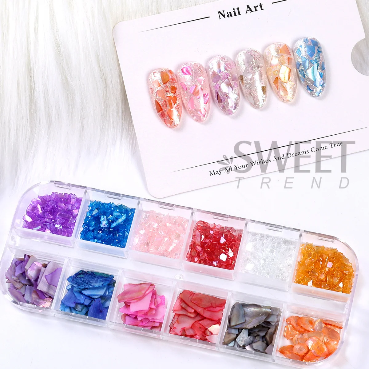 12 Grids New Color Abalone Fragments Nail Jewelry Colorful Shell Gravel Design Jewelry Ocean Theme DIY Charm Manicure Accessory