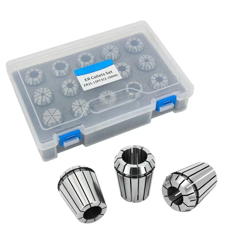 High Precision ER25 15-piece Set ER Collet Set CNC Tool Shank Clamp Spring Elastic Clamp 0.008mm Er25 Collet