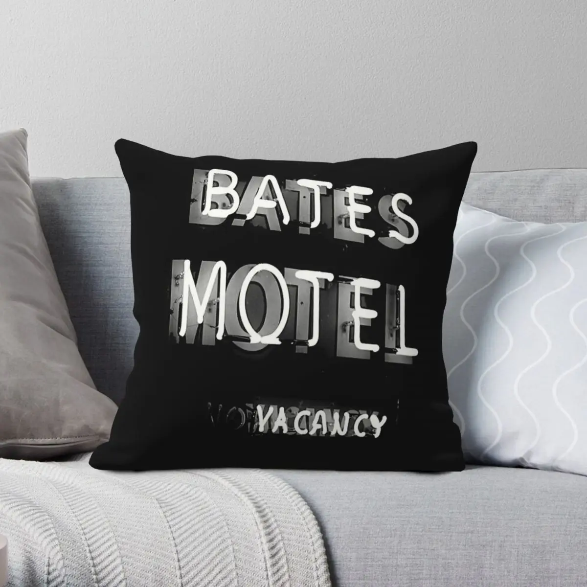 Bates Motel Vacancy Square Pillowcase Polyester Linen Velvet Creative Zip Decorative Home Cushion Case 18