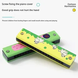 Harmonica children's toys Kindergarten baby beginner C tune playing instrument 16 holes cartoon wooden mouth organ