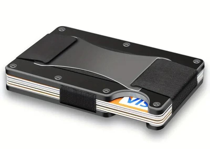 Minimalist Slim ANTI RFID Blocking Card Holder Men Aluminum Wallet Elastic Back Pouch ID Credit Case Unisex Travel EDC Purse