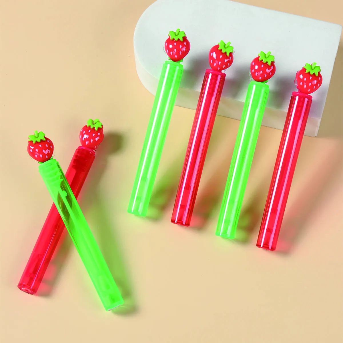 10/20Pcs Strawberry Bubble Tube Strawberry Theme Birthday Party Decoration Kids Strawberry Bubble Wand Girl Baby Shower Supplies