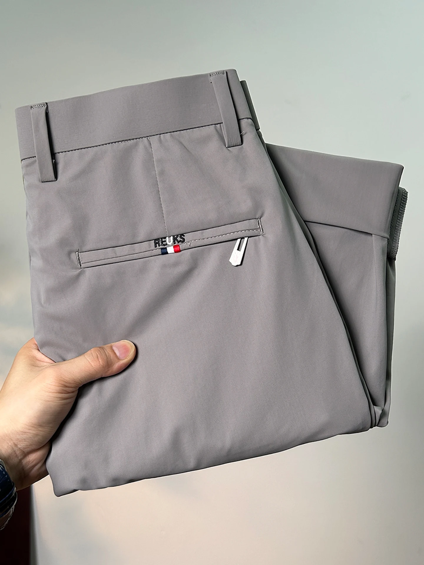 Pantalones Largos de Verano para Hombre, Estilo Casual, Corte Recto, Delgados, de Nylon BASF, con Cierre Decorativo, Fibra de...