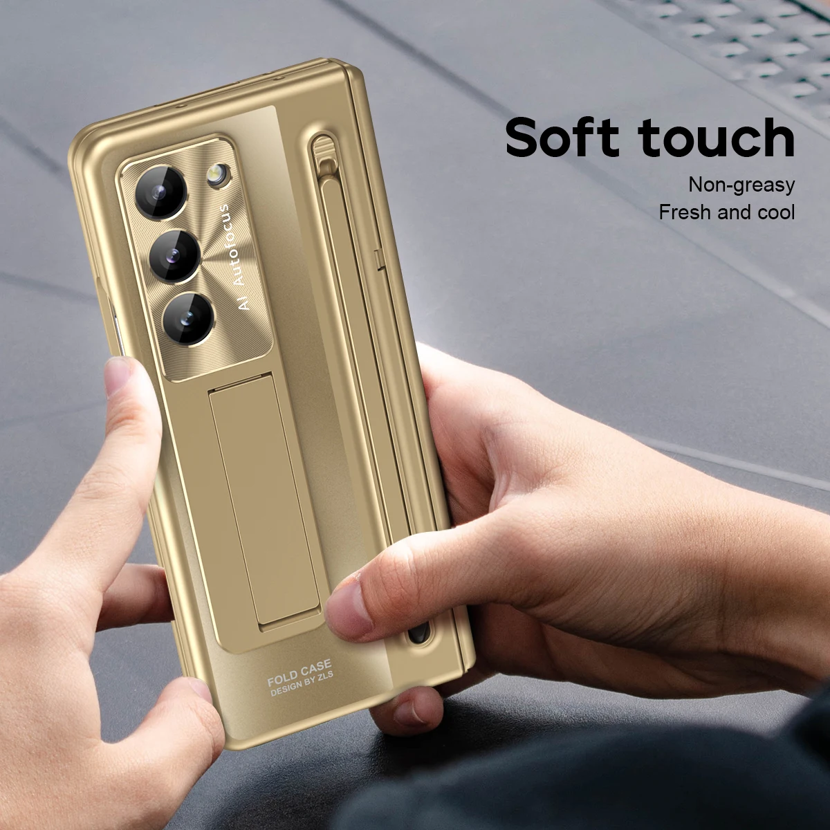 С сенсорной ручкой для Samsung Galaxy Z Fold 6 5 4, чехол с шарнирами, противоударный Магнитный чехол с подставкой, 360 полная защита, складной чехол
