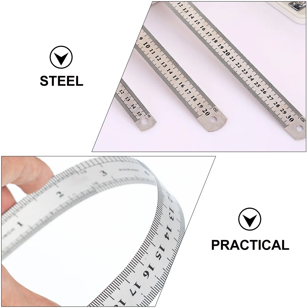 

9 Pcs Millimeter Ruler Stainless Steel Office Measuring Mechanical Straight Edge