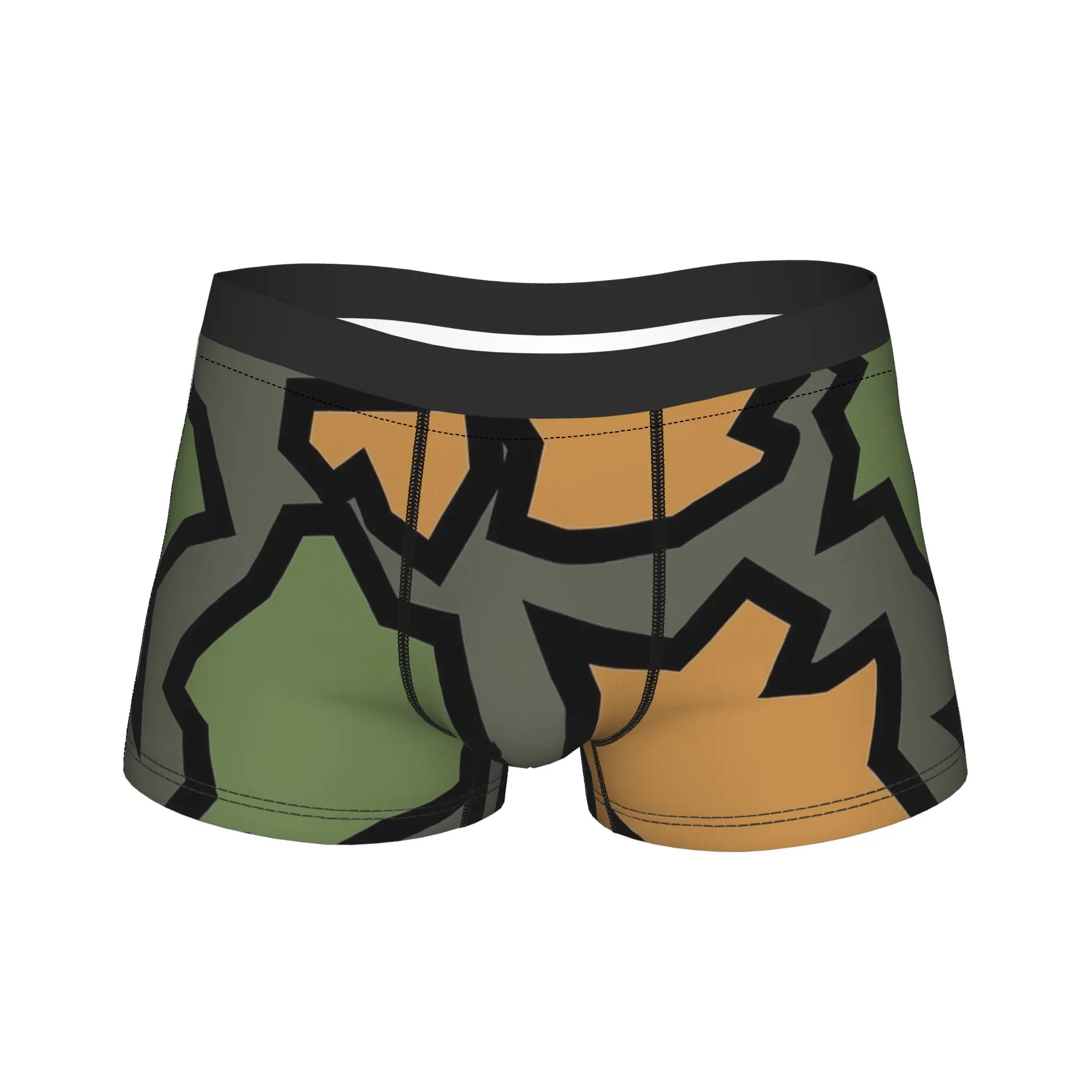 Men Camo Camouflage Long Underwear  Funny Boxer Briefs Shorts Panties Male Soft Underpants Plus Size
