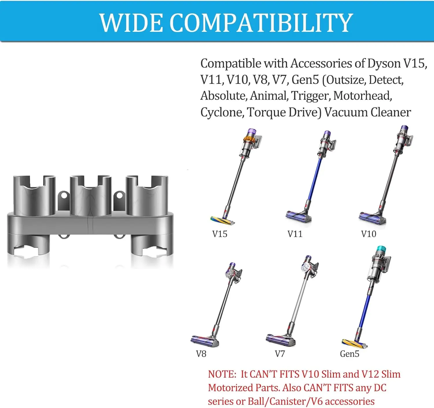1 шт. держатель для аксессуаров, совместимый с Dyson V7 V8 V10 V11 V15 Gen5, держатель для пылесоса, док-станция, настенное крепление