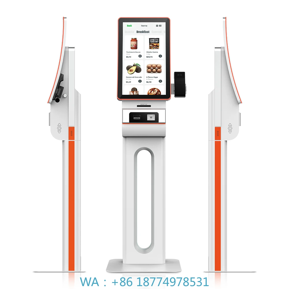 High-efficiency Self Service Ordering Machine for Fast Food Restaurants 23.6 Inch New Curved Screen Cashless