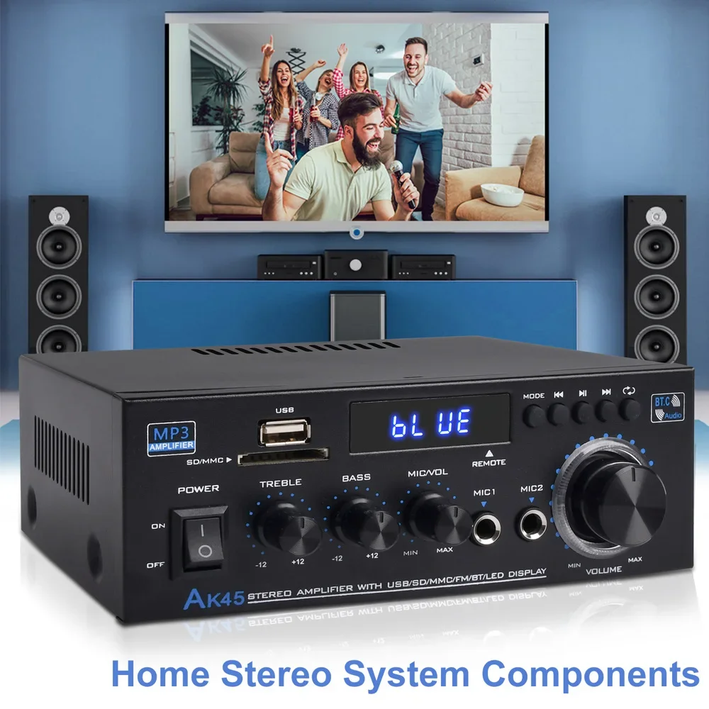 AK45 300WX2 Uscita Amplificatore digitale Bluetooth 5.0 Amplificatore di potenza Canale 2.0 Max 400W Subwoofer Ricevitore audio stereo Hi-Fi