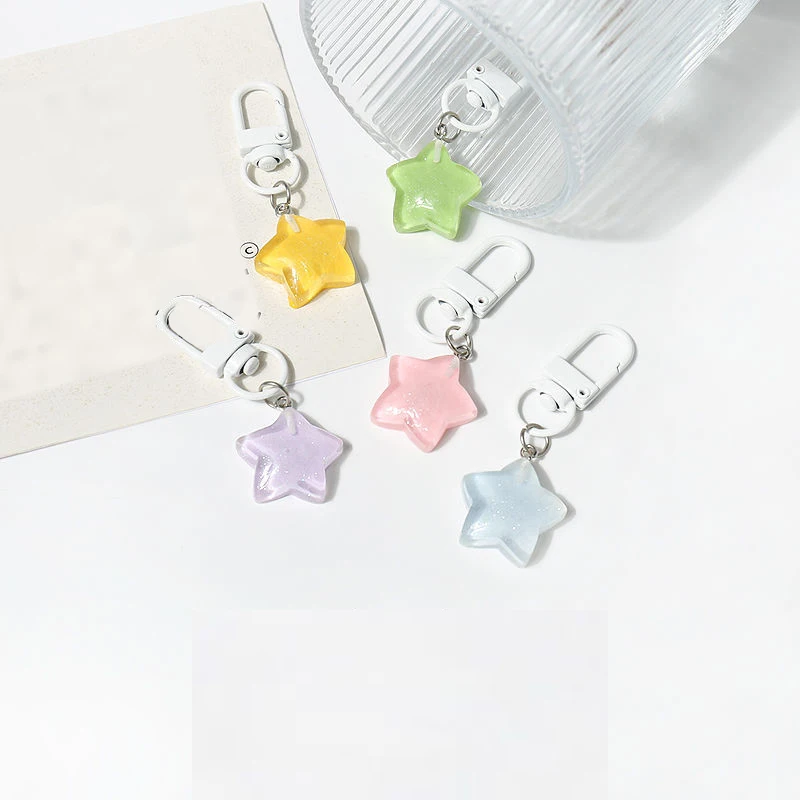 Pequeno bonito pentagrama estrela pingente fresco minimalista chaveiros versátil pendurado jóias mochila saco acessórios