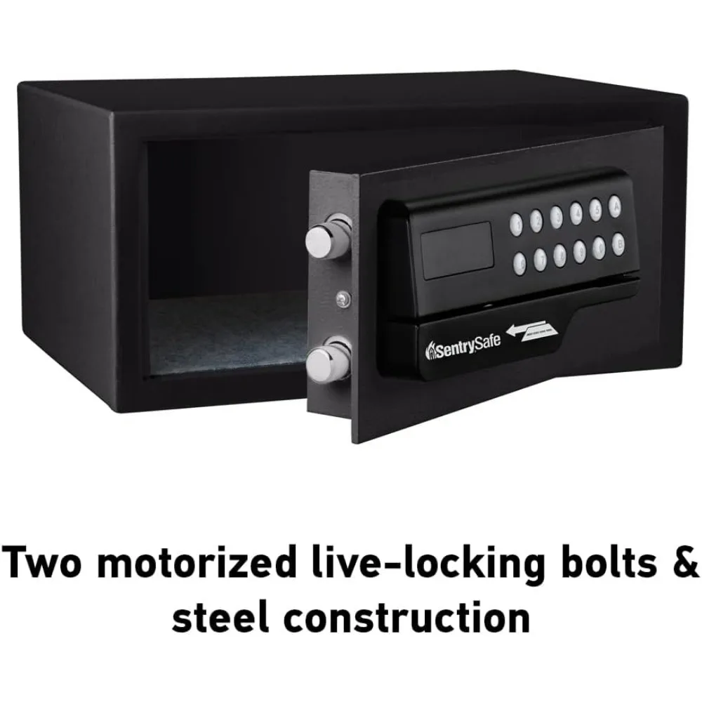 Black Steel Safe with Card Swipe Reader and Digital Keypad Lock, Small Safe with Interior Lighting and Bolt Down Kit