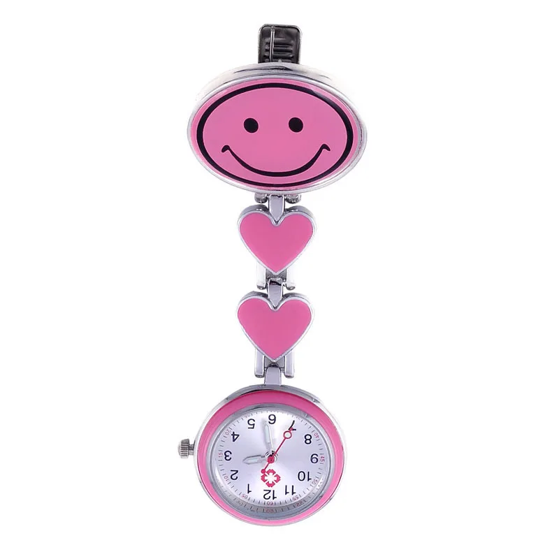 Relógio de Doppel Herz-Big Sorridente Face Enfermeira, Luminous Pointer Pocket Watch, Medical Pin, Dial Grande, Elegante Peito Redondo