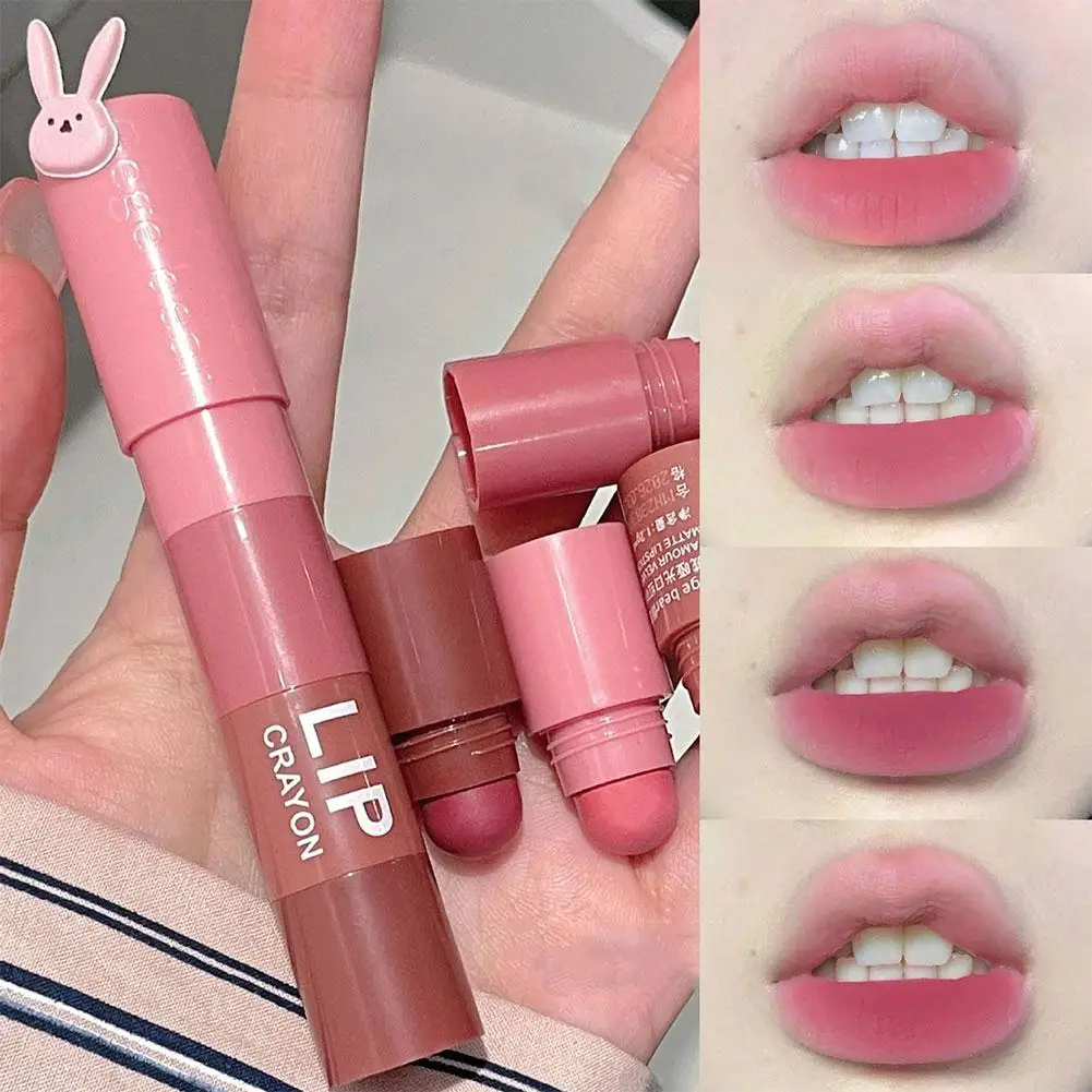 4 Stück Lippenstift Guave rosa rot Pampelmuse Farbverlauf Farbe kleine Größe matt Samt mehrfarbigen Lippenstift Set stapelbare Make-up Kosmetik