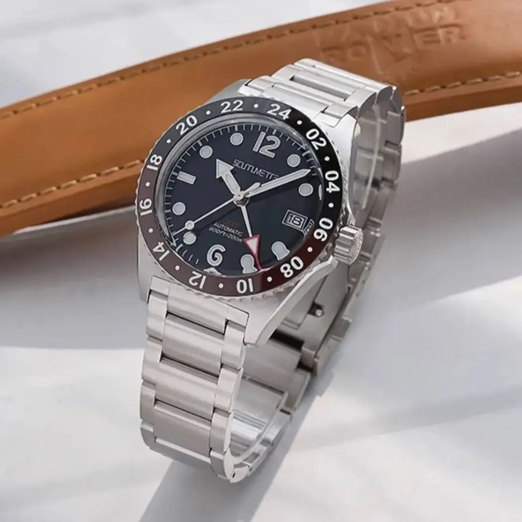 

Мужские автоматические часы Milifortic 39,5 мм GMT, механические наручные часы, водонепроницаемые до 20 бар, сапфировое стекло, механизм NH34