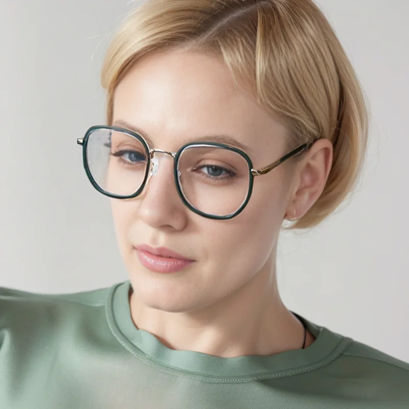 New Brand Design Milk Coffee Color Women Square Frame Photochromic Anti Blue Light Prescription Femal Customized Reading Glasses