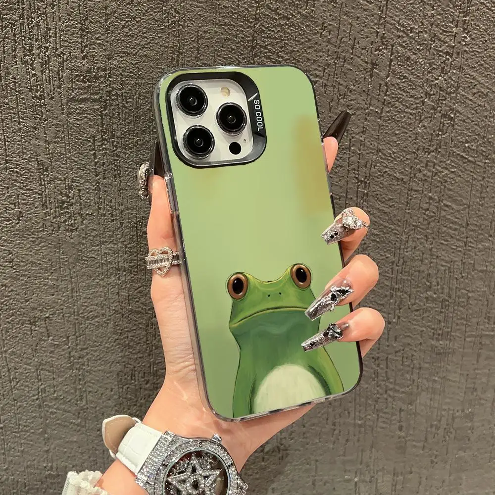 

Fun and cute frog phone case suitable for iPhone 16, 17, 15, 14, 13, 12, 11 Pro/Max/Plus anti drop and shockproof back cover