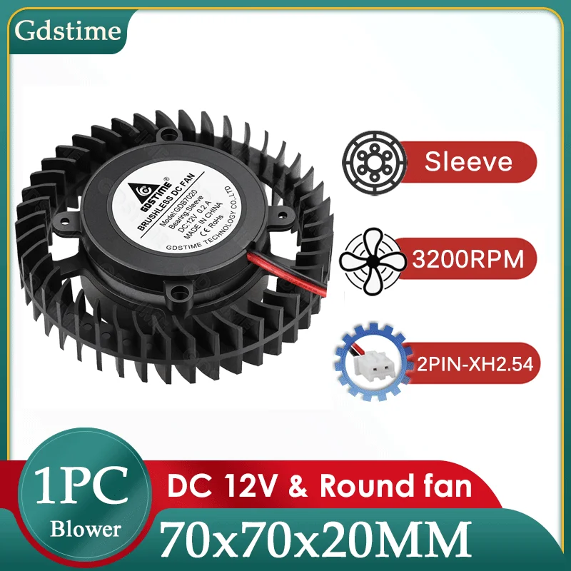 

Gdstime 70x20mm DC 12V Radial Cooling Fan 7cm 70mm Turbo Centrifugal Blower for Aromatherapy Machine Car Purifier Cooler