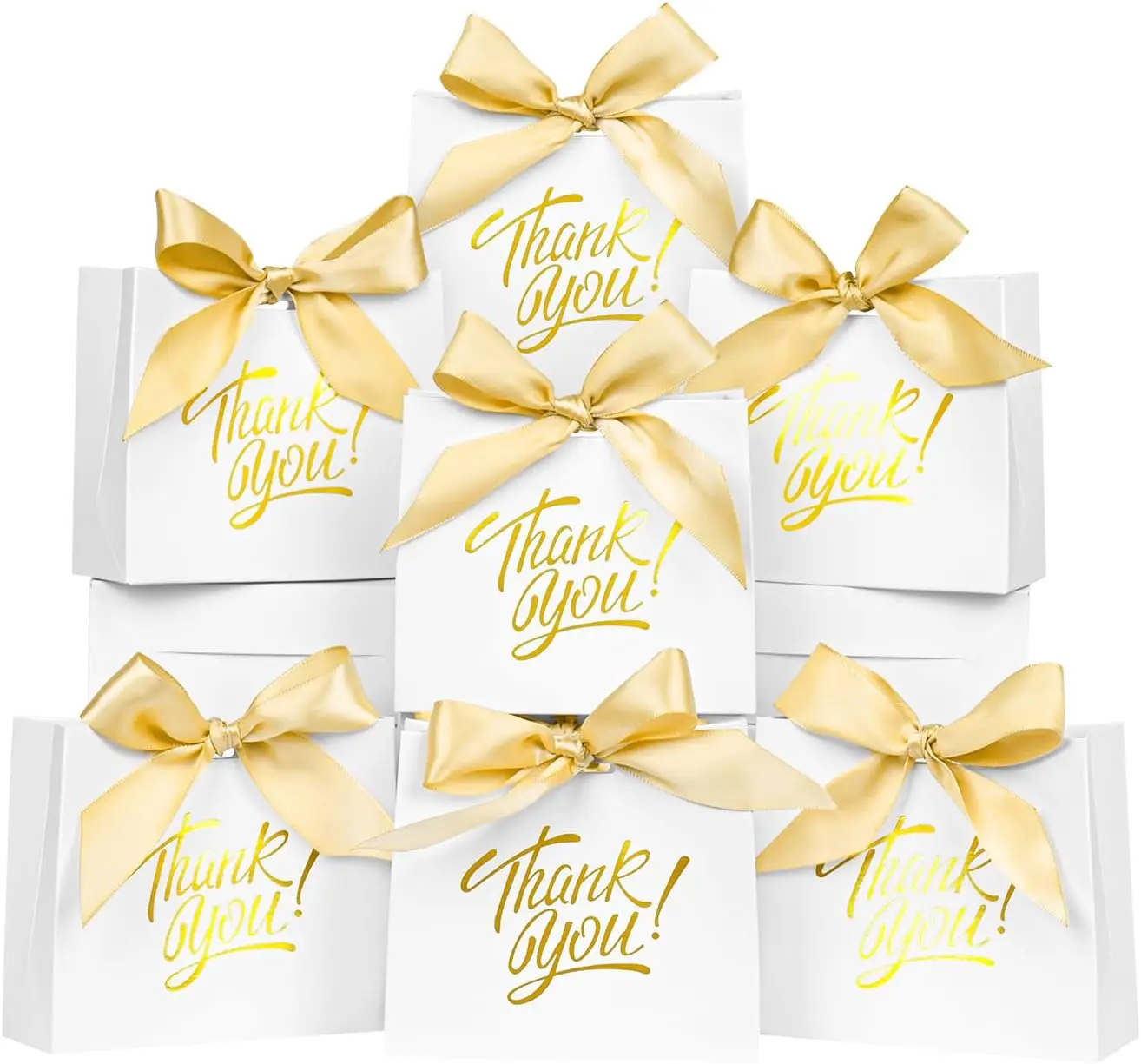 20/50 pack thank you gift bag, mini gift bag with bow ribbon, white thank you gift bag, candy, wedding, birthday party gift bag
