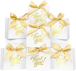 20/50 pack thank you gift bag, mini gift bag with bow ribbon, white thank you gift bag, candy, wedding, birthday party gift bag