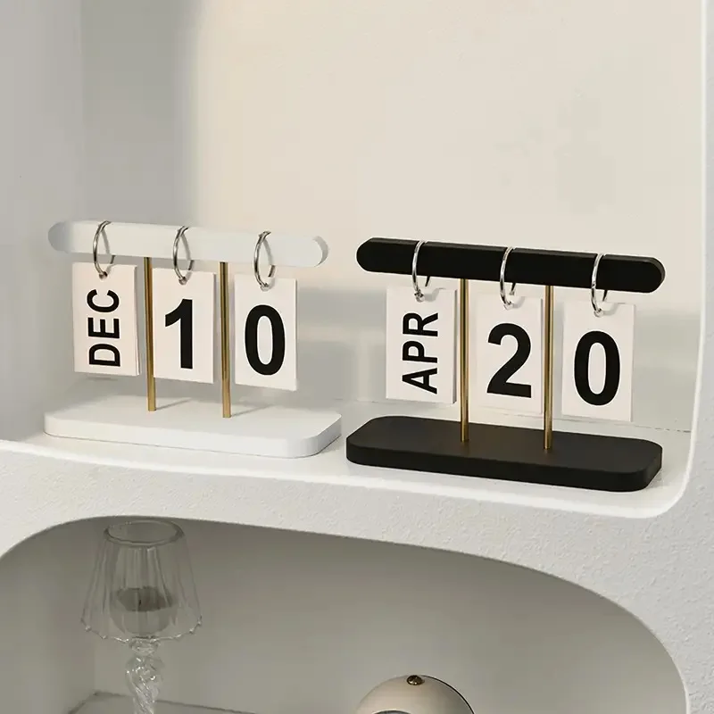 Light Luxury Flip Calendar Desk Calendar Decoration Home Living Room Entrance Hall Office Desk Wine Cabinet Decoration