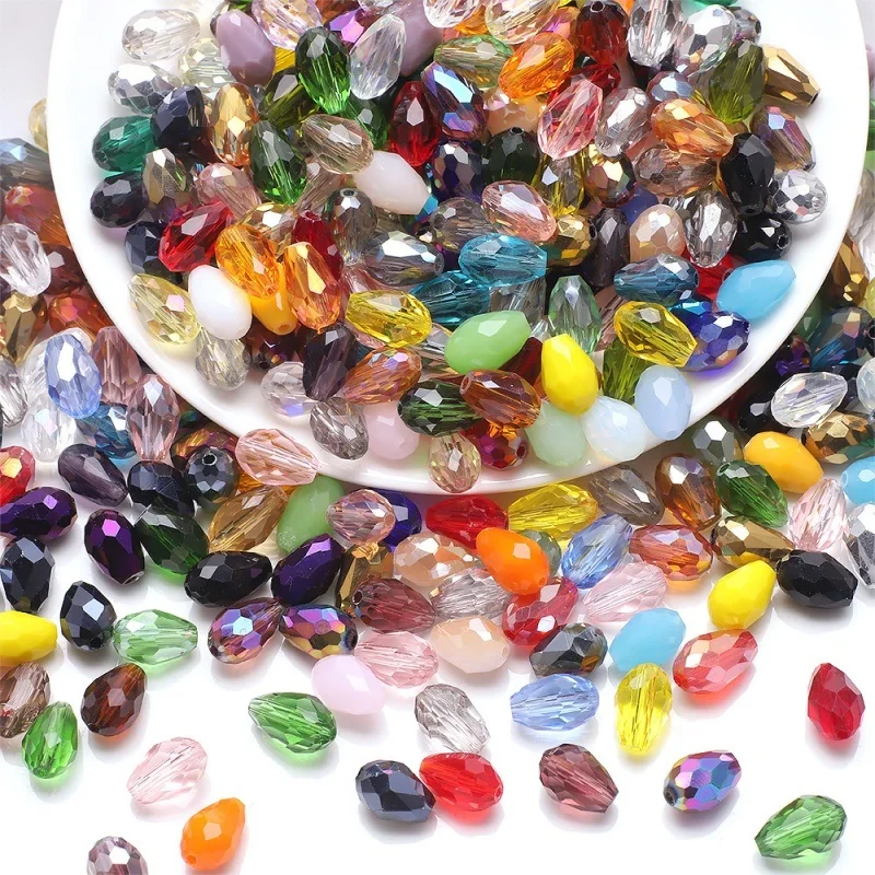 Tear Drop Mixed Color Faceted Crystal Glass Beads Pear Shape Loose Crafts for Jewelry Making DIY Needdlework 100Pcs/Lot 4x6mm image 5