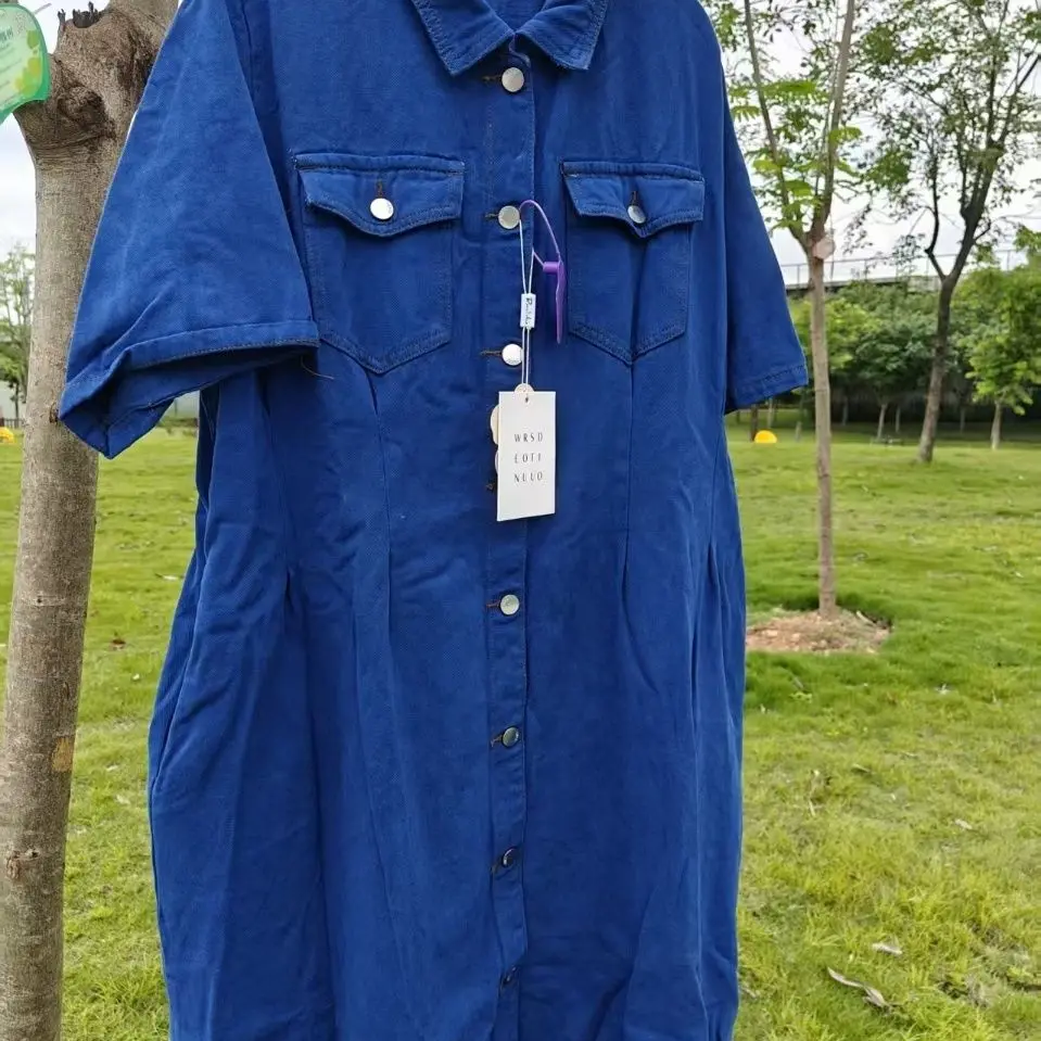 فستان رعاة البقر النسائي الجديد للربيع/الصيف، قميص فضفاض للركاب، فستان كبير الحجم