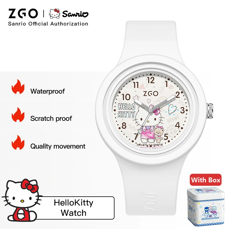 Zgo X Lil\' hellokitty Kuromi jam tangan Bahan womankids Boys Girls original waterproof quartz watch cute gift 877